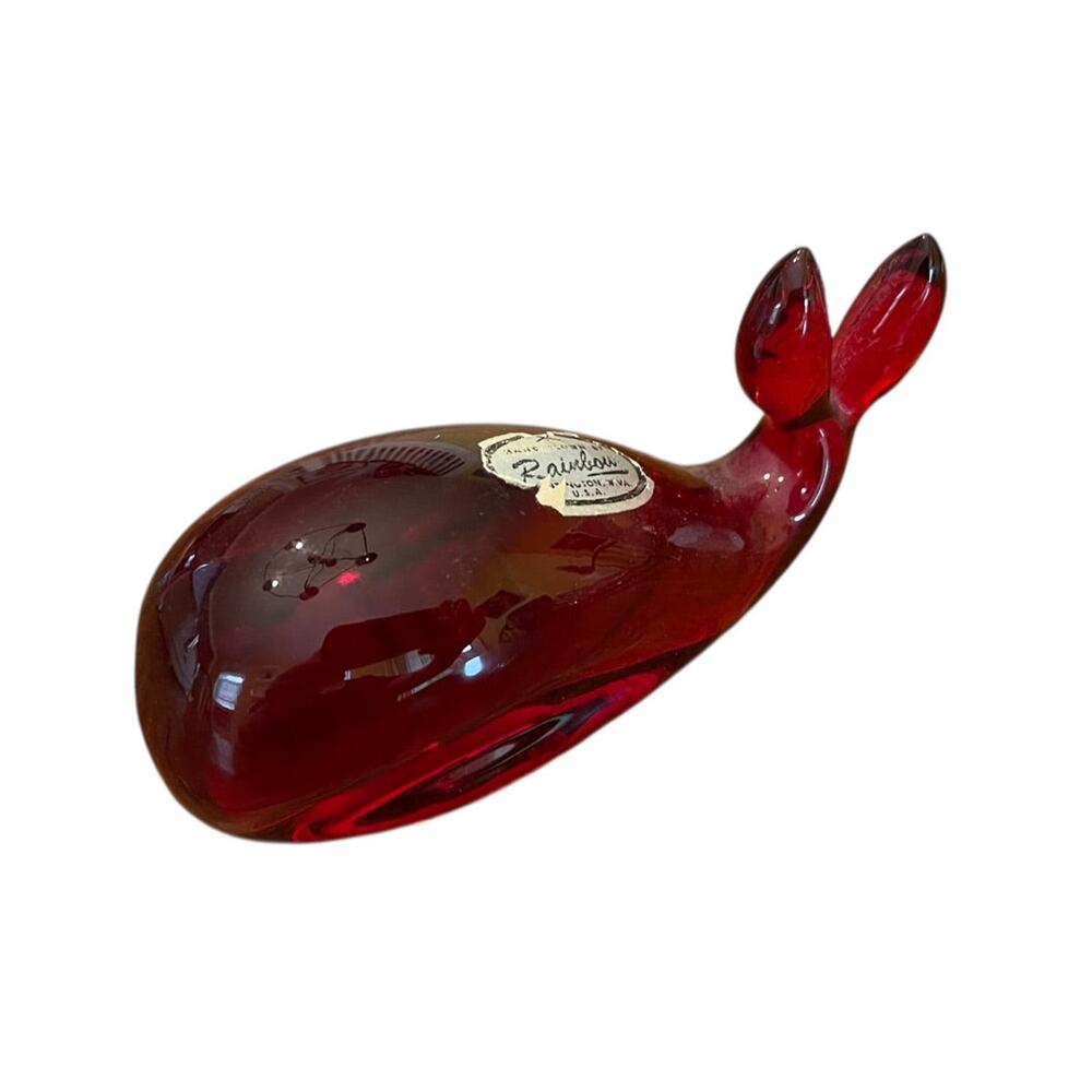 Vintage Rainbow Hand Blown Glass Whale Red Huntington West Virginia Sticker